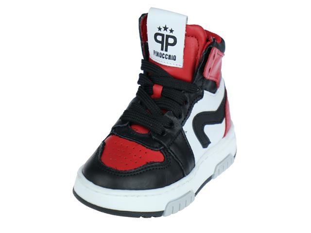 Pinocchio P1246 Hoge sneakers - Leren Sneaker - Jongens - Zwart - Maat 23