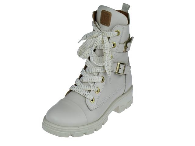 Jochie & Freaks Marieke Veterboots - Laarzen Met Veters - Meisjes - Beige - Maat 37