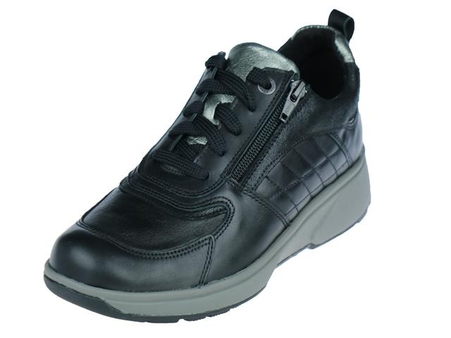 Xsensible Arona black/silver 30217.3 050-HX  - damesschoenen xsensible - Zwarte sneakers dames - Xsensible  - Veterschoenen dames - uitneembaar voetbed