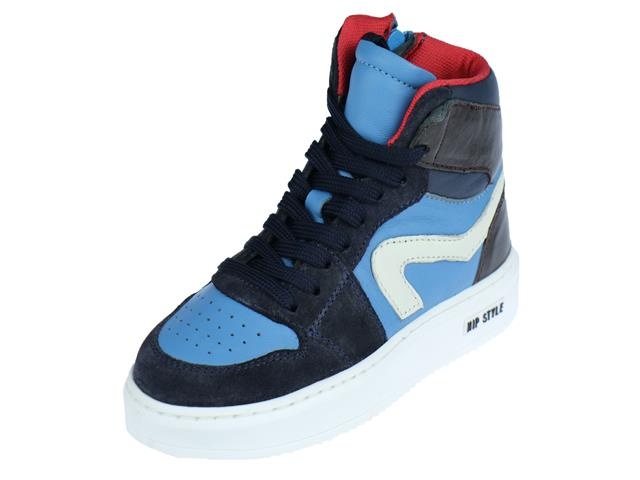 Hip H1665 Hoge sneakers - Leren Sneaker - Meisjes - Blauw - Maat 37