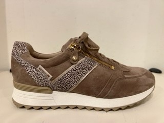 Mephisto, TOSCANA,12218 42334 9553, Taupe kleurige dames sneaker met ritsen en een uitneembaar voetbed