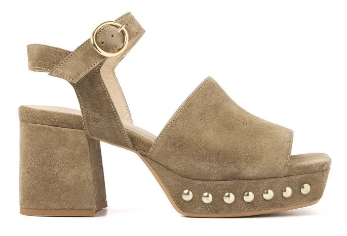 VIA VAI Iris North Sandalen - Met Hak - Beige Groen - Maat 38