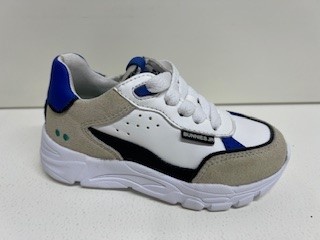 BunniesJR 225352-403 Jongens Lage Sneakers - Blauw/Wit - Leer - Veters